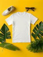 profesional blanco camiseta para Bosquejo diseño ai generado foto