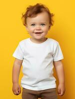 blanco blanco bebé camiseta ai generado foto