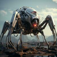 Spider robot military lasers droid with generate Ai photo