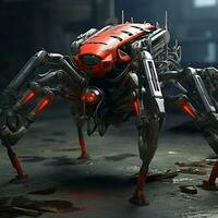 Spider robot military lasers droid with generate Ai photo