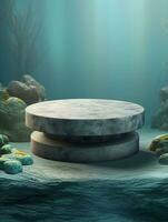 Free photo podium nature pedestal stage product display background Ai generated