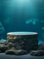 Free photo podium nature pedestal stage product display background Ai generated