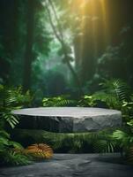 Free photo podium nature pedestal stage product display background Ai generated