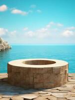 Free photo podium nature pedestal stage product display background Ai generated