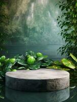 Free photo podium nature pedestal stage product display background Ai generated