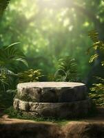 Free photo podium nature pedestal stage product display background Ai generated