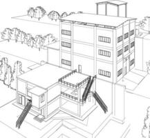 3d ilustración de industrial edificio vector