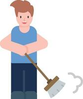 Man Sweeping Floor Vector Icon