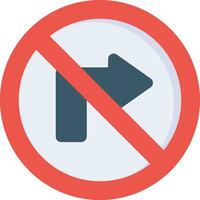 No Right Turn Vector Icon