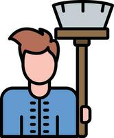 Man Holding Mop Vector Icon