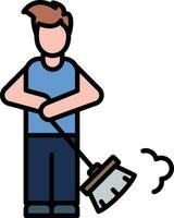 Man Sweeping Floor Vector Icon