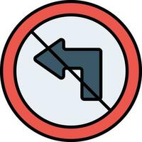 No Left Turn Vector Icon