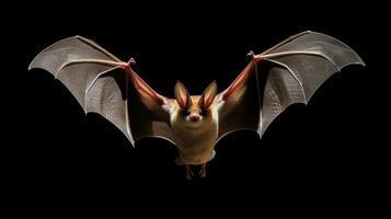 a bat with spread wings isolated on black background. Generative Ai photo