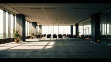Empty office open space interior of Business conference company for background. Generative Ai photo
