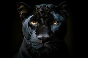 Portrait of Panther on black background. Generative Ai photo