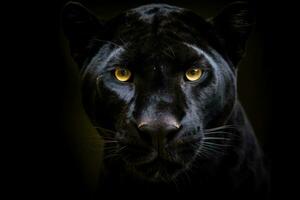 Portrait of Panther on black background. Generative Ai photo