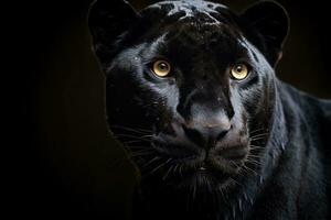 Portrait of Panther on black background. Generative Ai photo