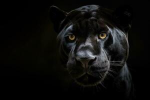 Portrait of Panther on black background. Generative Ai photo