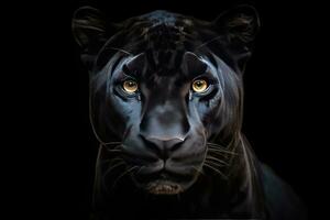 Portrait of Panther on black background. Generative Ai photo