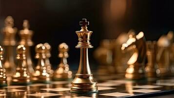 oro reina es el líder de el ajedrez en el juego en tablero. liderazgo concepto. generativo ai foto