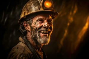 Happy of gold mine workers in gold mine. Generate Ai photo