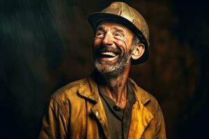 Happy of gold mine workers in gold mine. Generate Ai photo