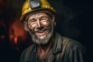 Happy of gold mine workers in gold mine. Generate Ai photo