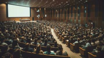 audiencia en el conferencia salón. negocio y emprendimiento concepto. capacitación. generativo ai foto