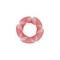 simple abstract geometric red color flower wavy pattern vector