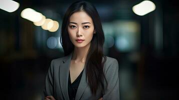 Asian young businesswoman, business corporate people. Generative Ai photo