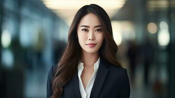 Asian young businesswoman, business corporate people. Generative Ai photo