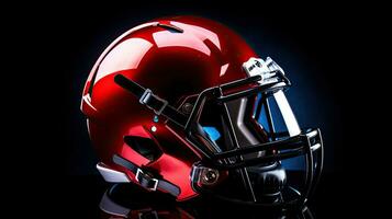 A red football helmet on a black background. Generative Ai photo