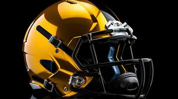 A yellow black American football helmet isolated on white background. football helmet. Generative Ai photo