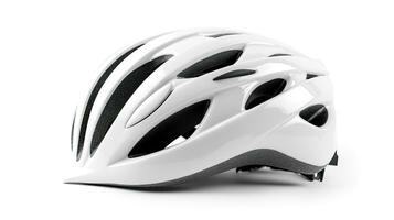 a white bicycle helmet isolated on white background. safety helmet. Generative Ai photo