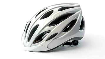 a white bicycle helmet isolated on white background. safety helmet. Generative Ai photo
