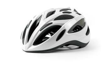 a white bicycle helmet isolated on white background. safety helmet. Generative Ai photo