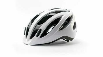 a white bicycle helmet isolated on white background. safety helmet. Generative Ai photo