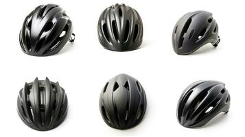 Bicycle helmet In various ways on white background. Safety helmet. Generative Ai photo