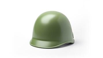 Green military helmet isolated on white background. Generative Ai photo