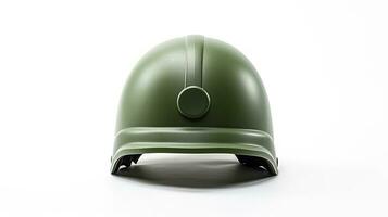 Green military helmet isolated on white background. Generative Ai photo