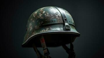 War helmet of military.  Generative Ai photo