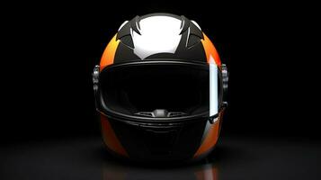 Racer helmet on asphalt, karting sport concept. Generative Ai photo