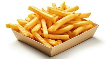 French fries isolated on white background. Generative Ai photo