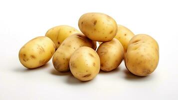 Potato group and half potatoes isolated on white background. Generative Ai photo