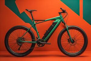 Mountain bike on a colored background. photo