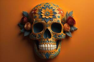 Day of the Dead sugar skull. Mexican sugar skull. ai generative photo