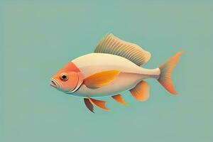 Illustration of a fish on a blue background, vector illustration. ai generative photo