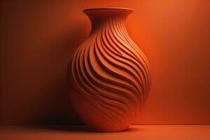 Ceramic vase on a solid color background. ai generative photo