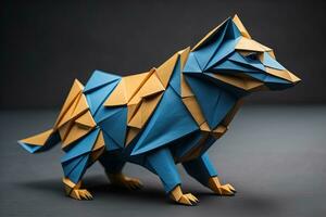 Paper origami animal isolated on solid color background. ai generative photo