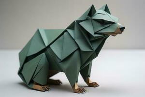 Paper origami animal isolated on solid color background. ai generative photo